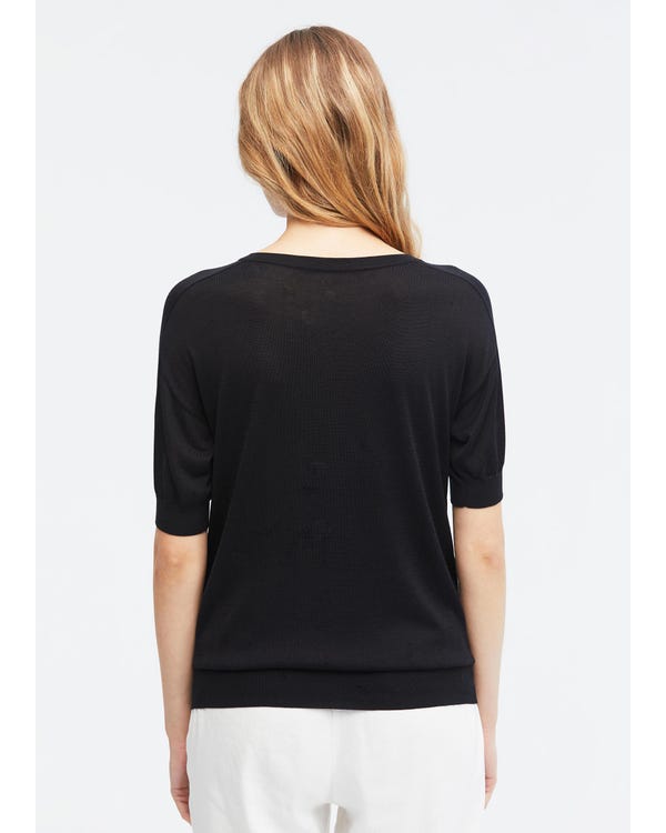 Cosy Round Neck Silk Knit T-Shirt-hover