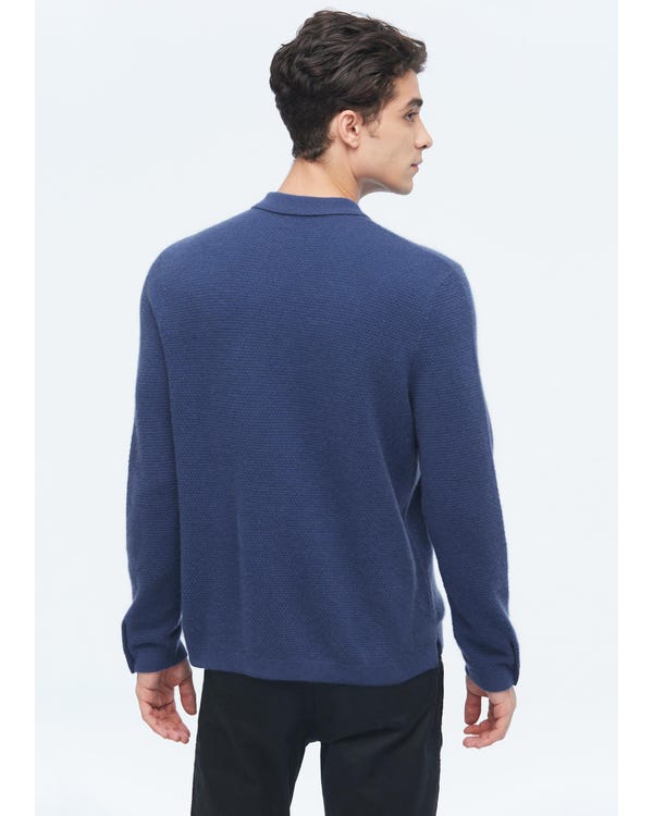 Pure Cashmere Polo Sweater For Men