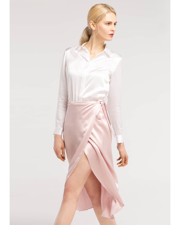 Tulip Hem  Silk Wrap Skirt