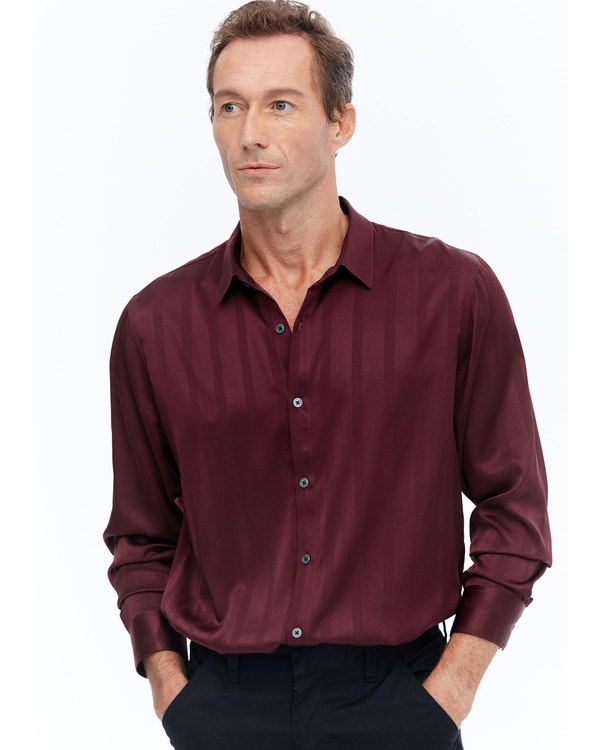 Luxurious Men's Silk Shirt With Jacquard