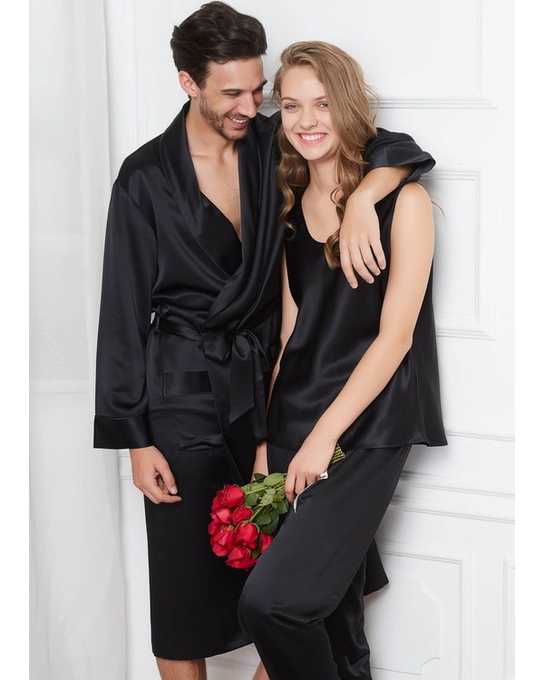 22 Momme Comfy Silk Couple Pajamas And Camisole Set